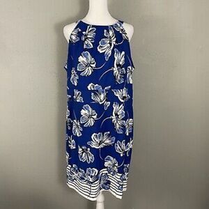 Dress Barn Size 16 Sleeveless Sheath Dress Blue Floral Party Cocktail Resortwear